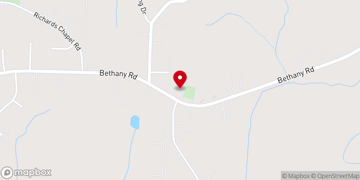 Map showing location of Bethany Presbyterian Church