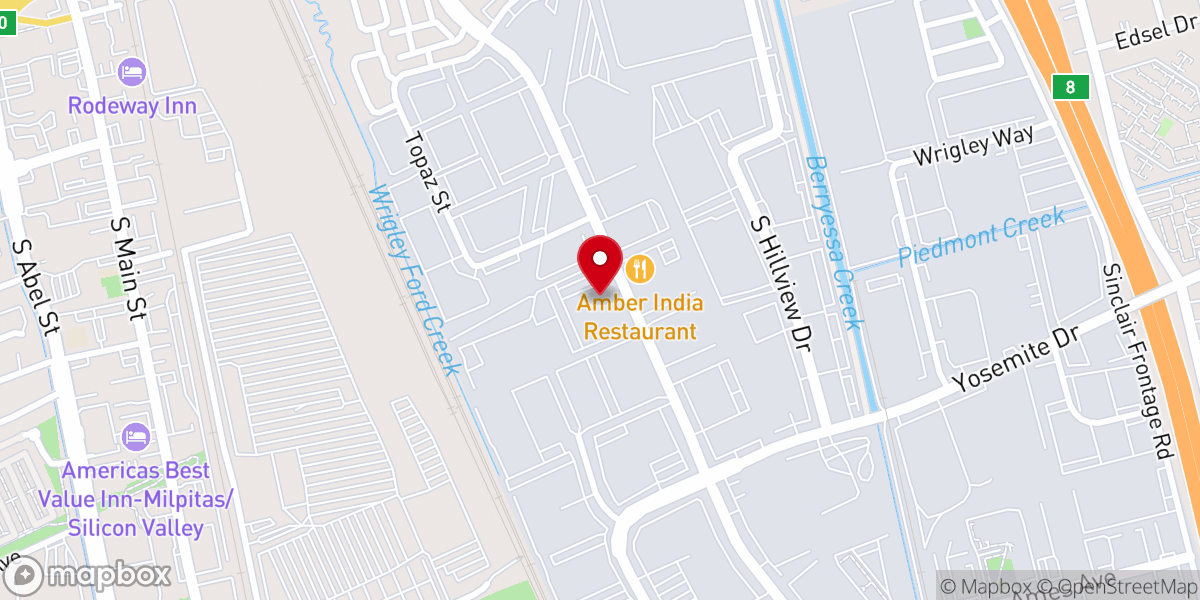 Map showing location of Milpitas Charity Bingo