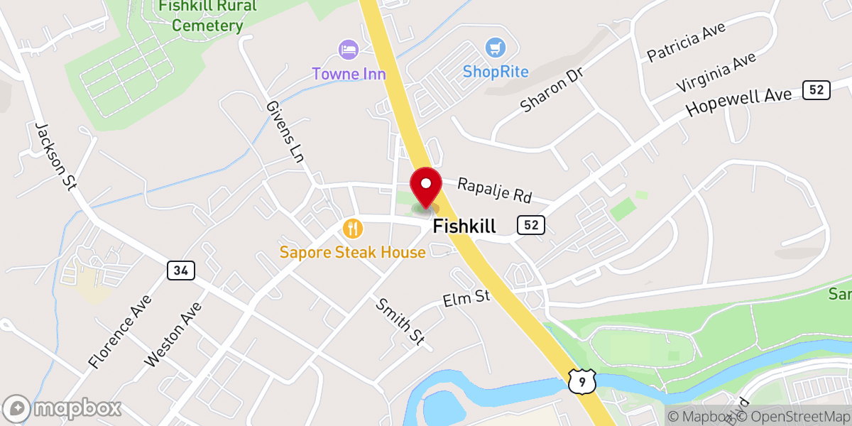 Map showing location of First Reformed Church Fishkill
