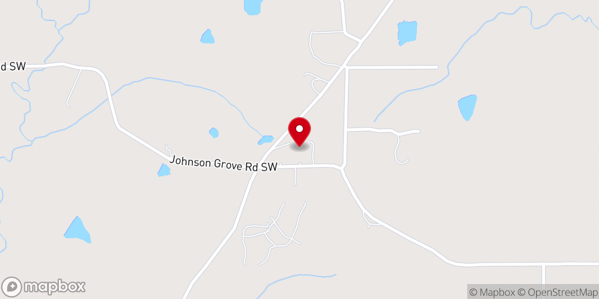 Map showing location of Johnson Grove Church