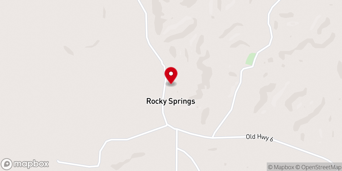 Map showing location of Rocky Springs Baptist Church