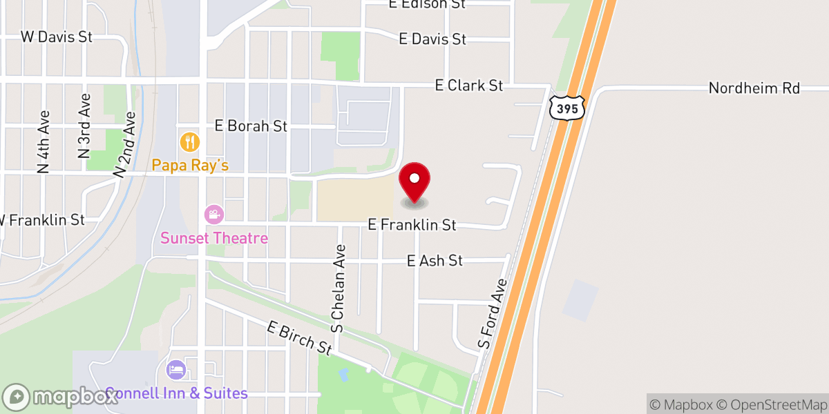 Map showing location of Connell Church of the Nazarene