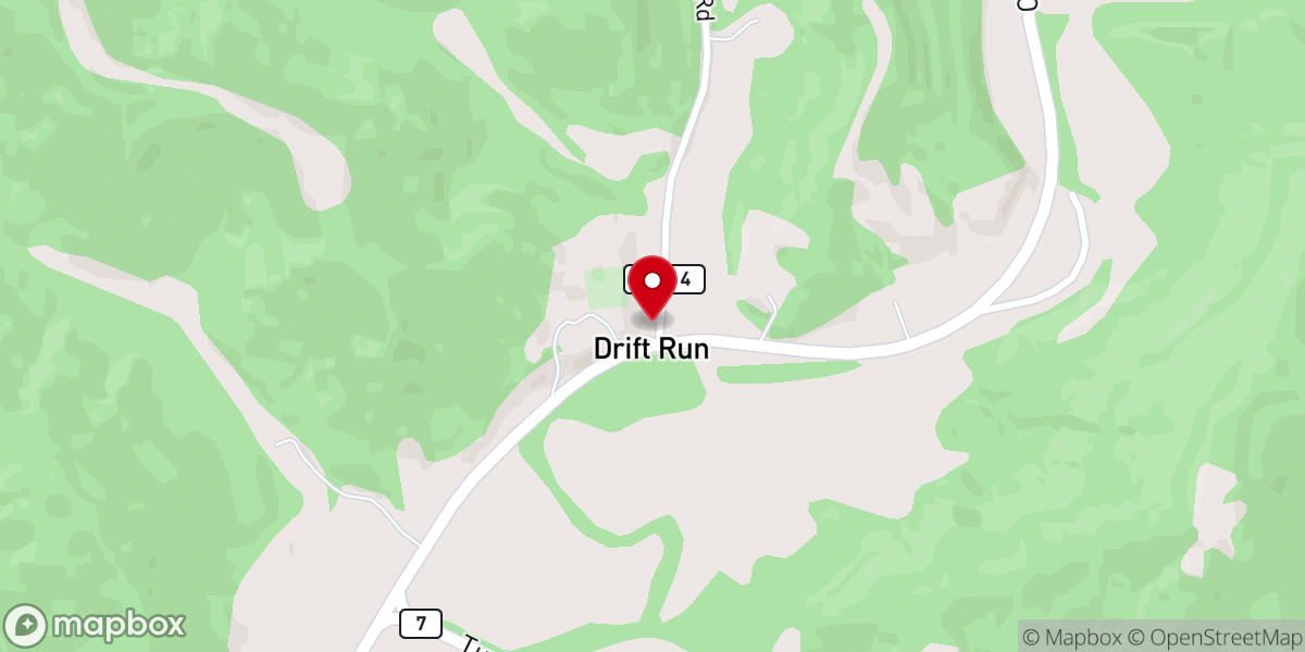 Map showing location of Drift Run Church