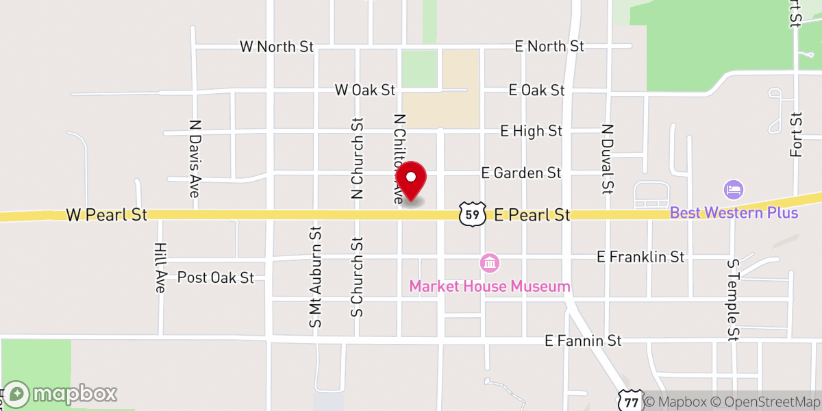 Map showing location of Goliad Methodist Church
