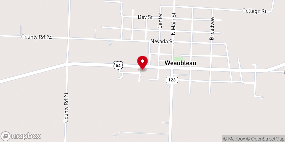 Map showing location of Weaubleau Congregational Christian Church