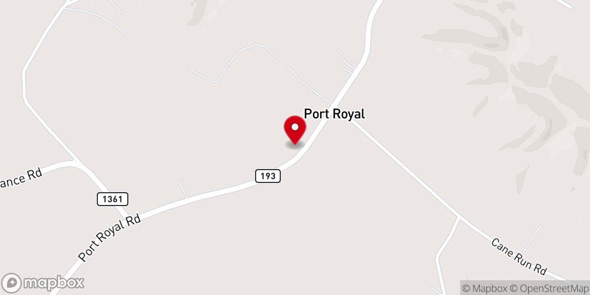 Map showing location of Port Royal Baptist Church