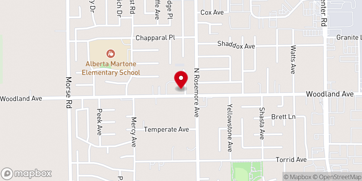 Map showing location of Modesto Church of the Brethren