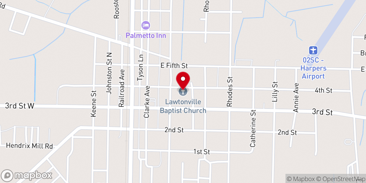 Map showing location of Lawtonville Baptist Church