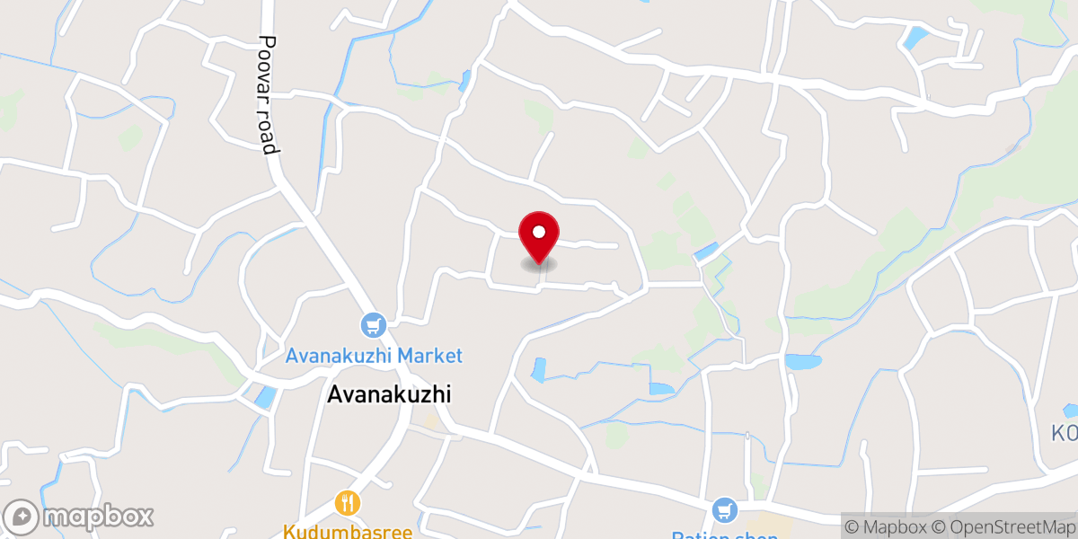 Map showing location of St. Joseph's Church Avanakuzhi Manaluvila