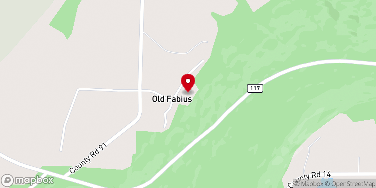 Map showing location of Old Fabius Church