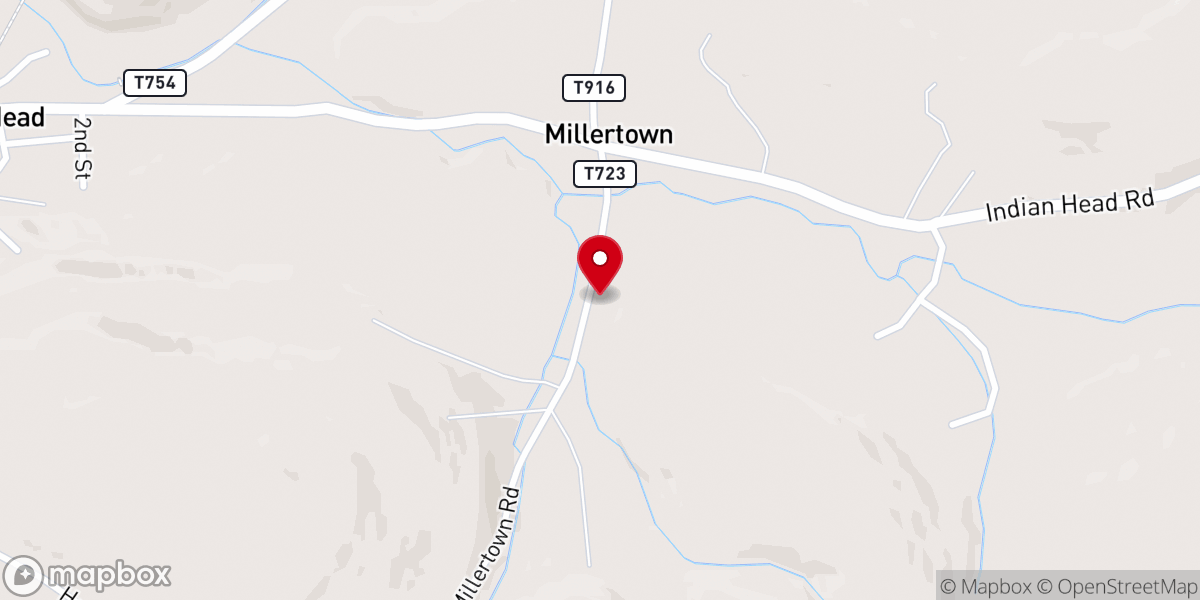 Map showing location of Millertown Community Church