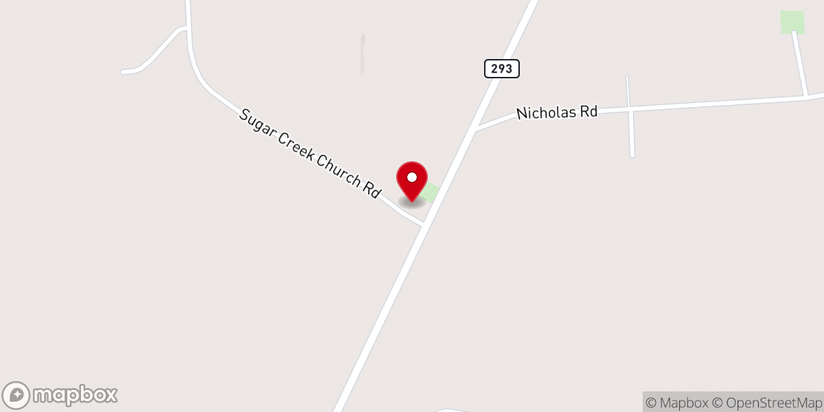 Map showing location of Sugar Creek Church