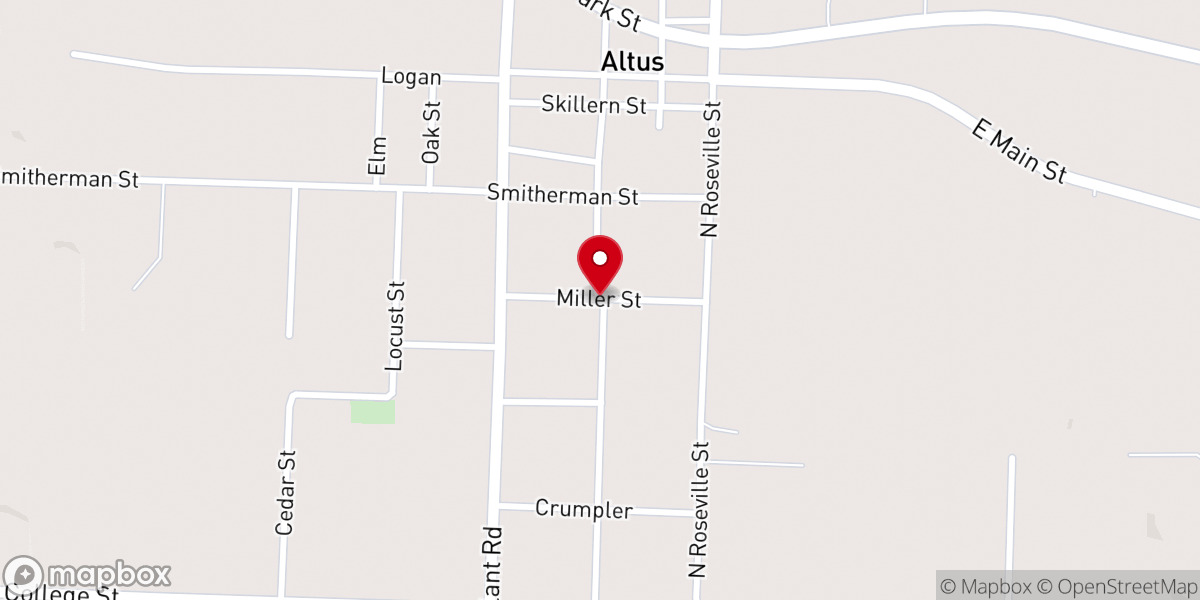 Map showing location of Altus United Methodist Church