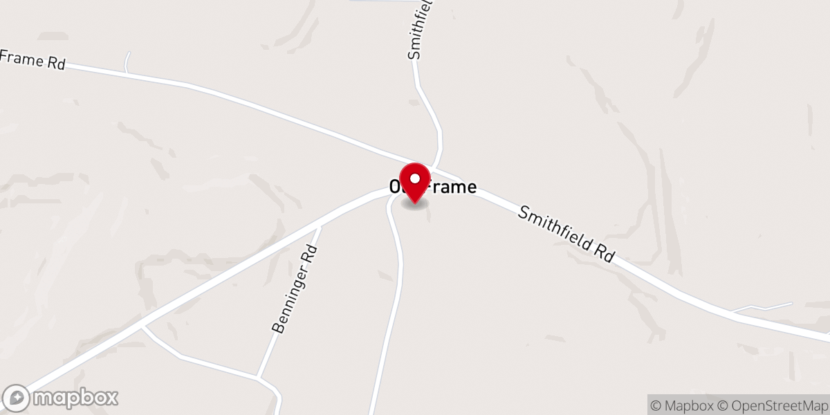 Map showing location of Oak Hill Baptist Church