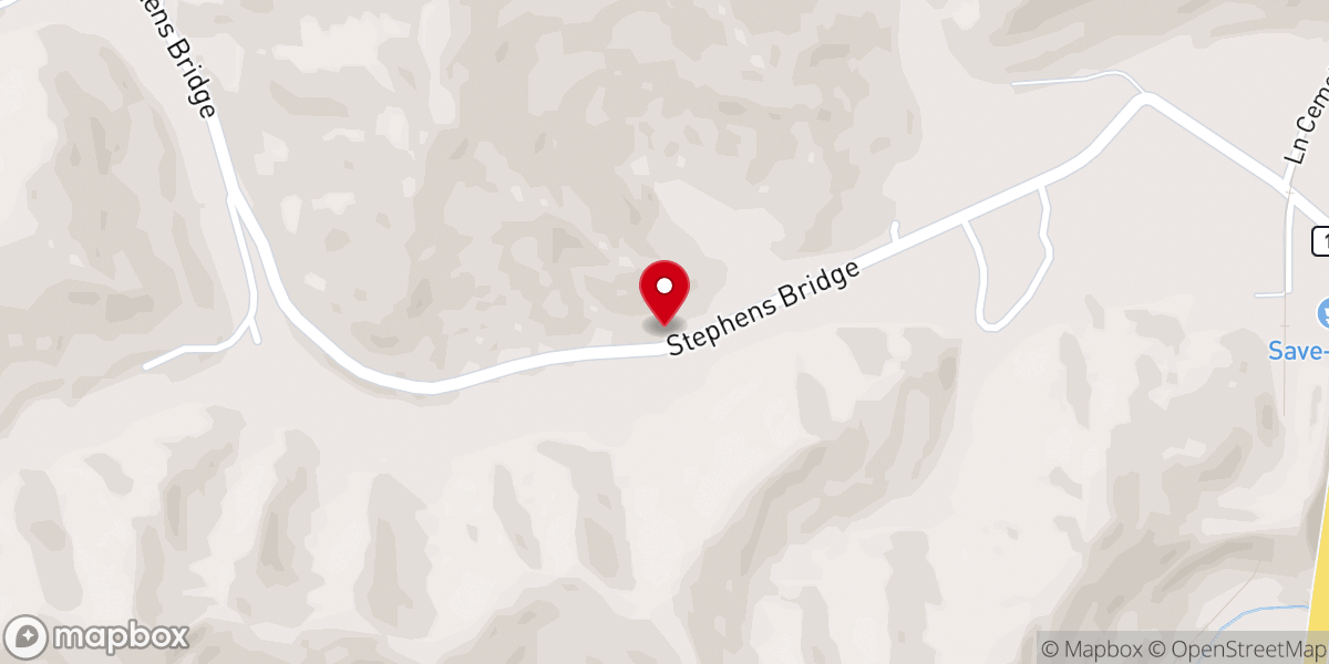 Map showing location of Stephens Branch Church