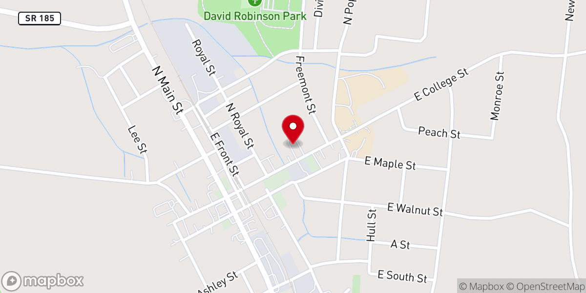 Map showing location of Cumberland Presbyterian Church
