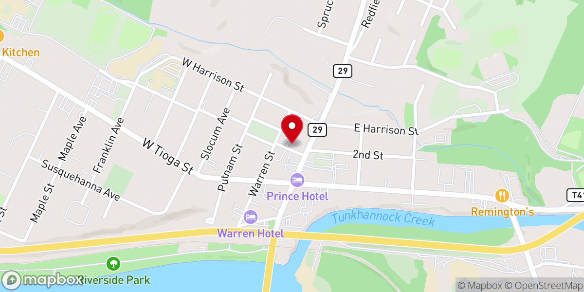 Map showing location of Bridgewater Church Tunkhannock
