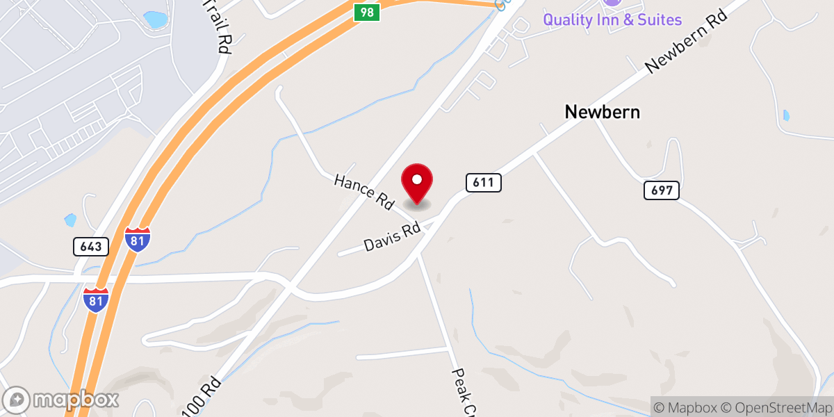 Map showing location of Newbern United Methodist Church