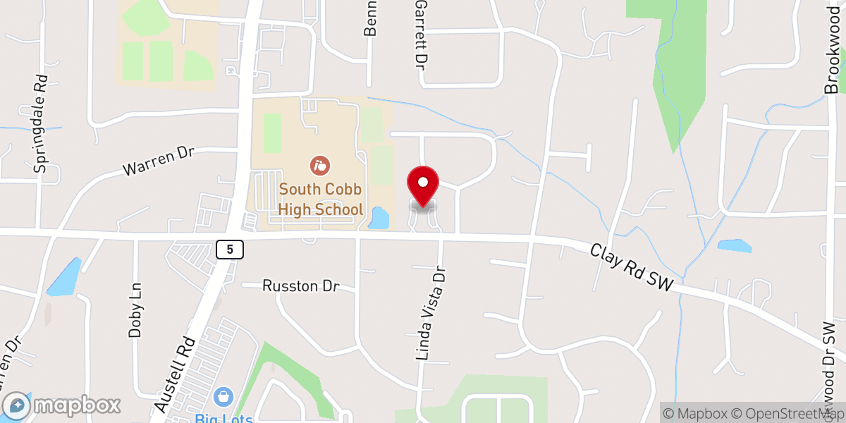 Map showing location of South Cobb Church of Christ