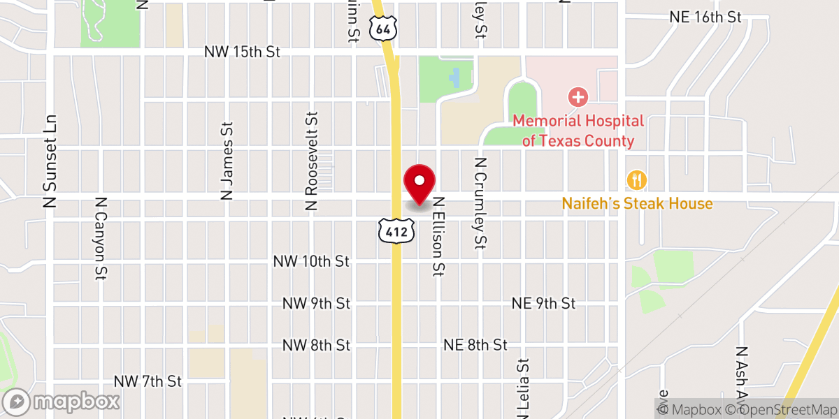 Map showing location of The Salvation Army Guymon Service Unit