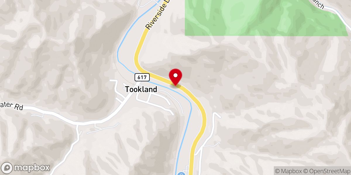 Map showing location of Tookland Pentecostal Church