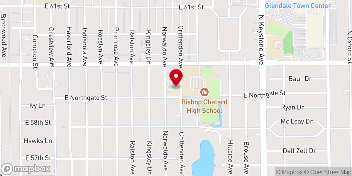 Map showing location of Christ the King Catholic Church