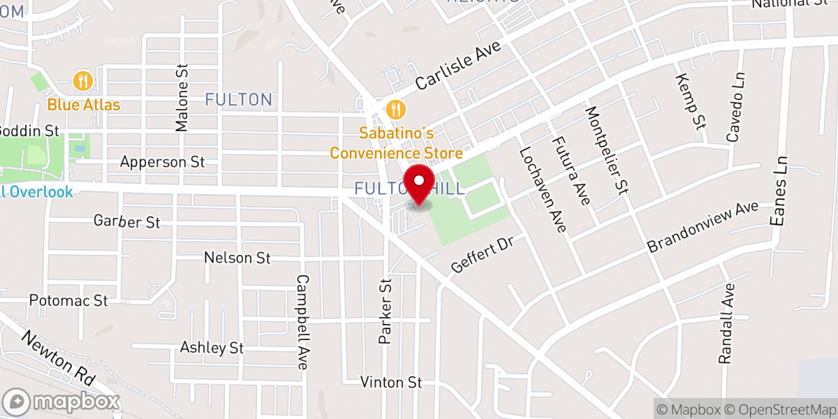 Map showing location of Calvary Methodist Church