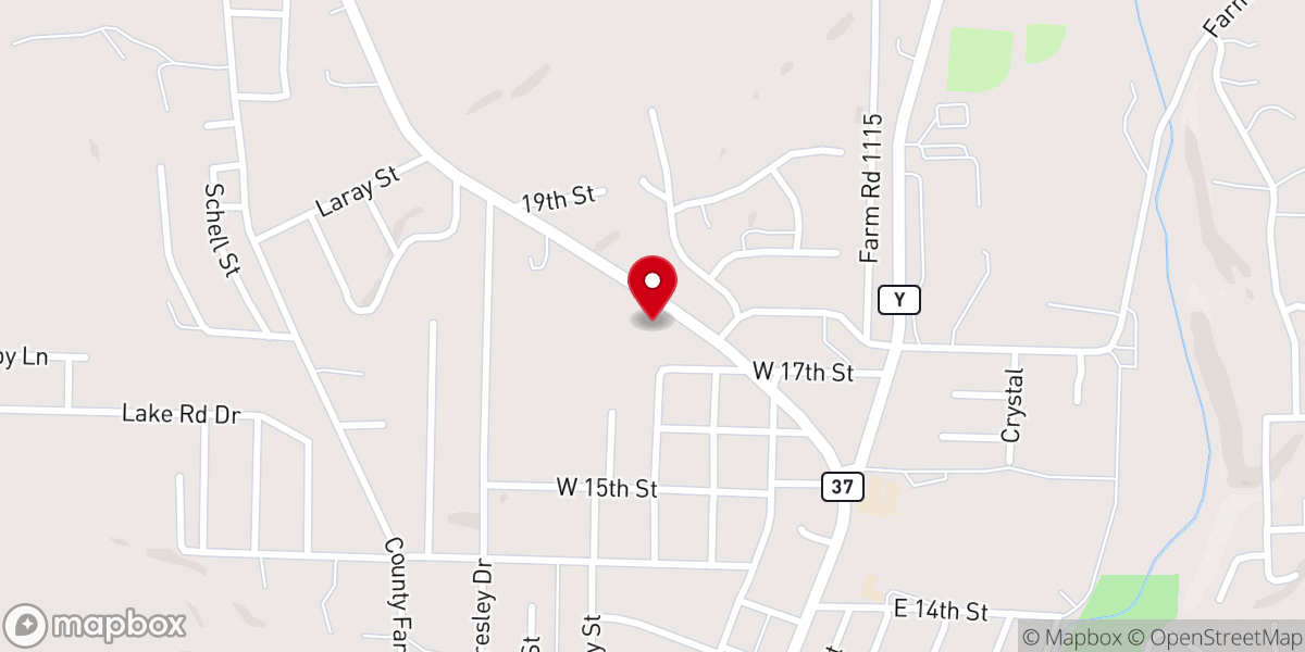 Map showing location of Victory Baptist Church, Cassville, Mo