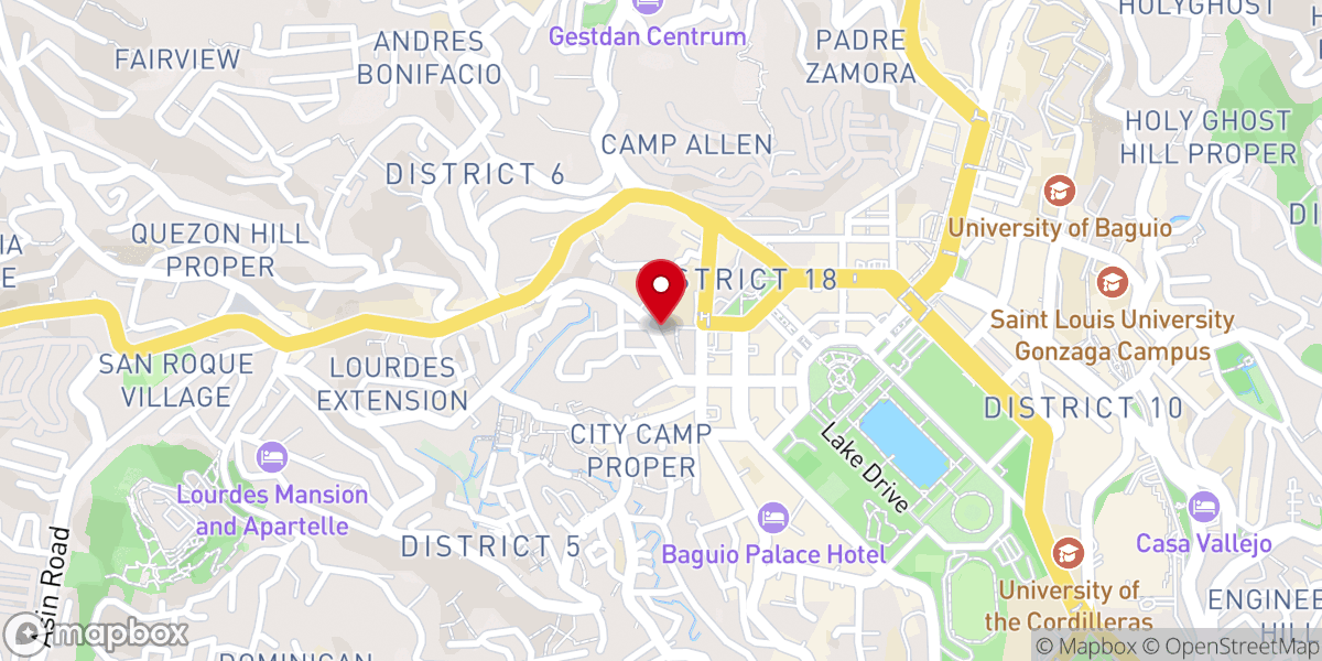 Map showing location of University Baptist Church-Baguio