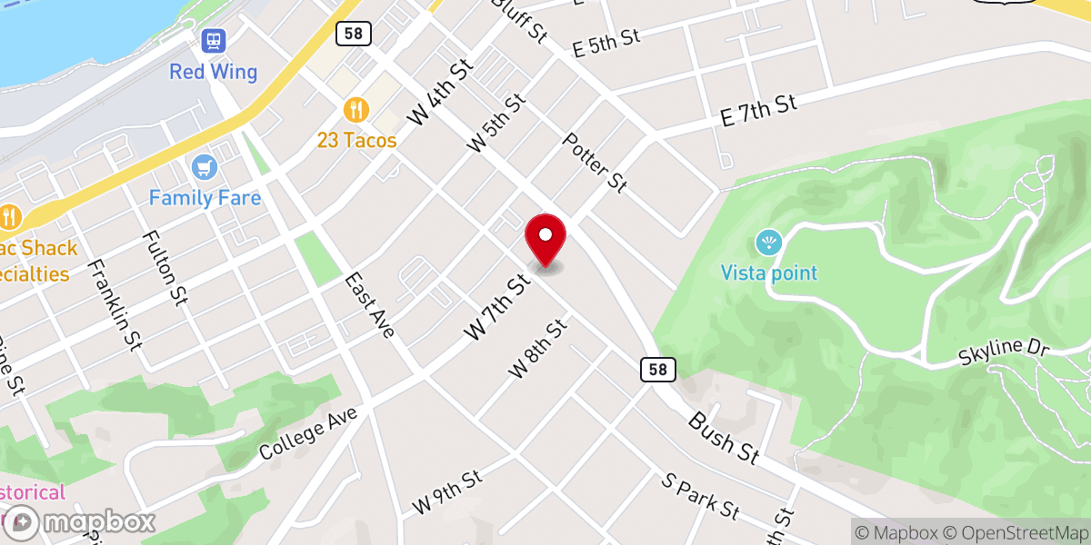 Map showing location of The Red Wing Church House