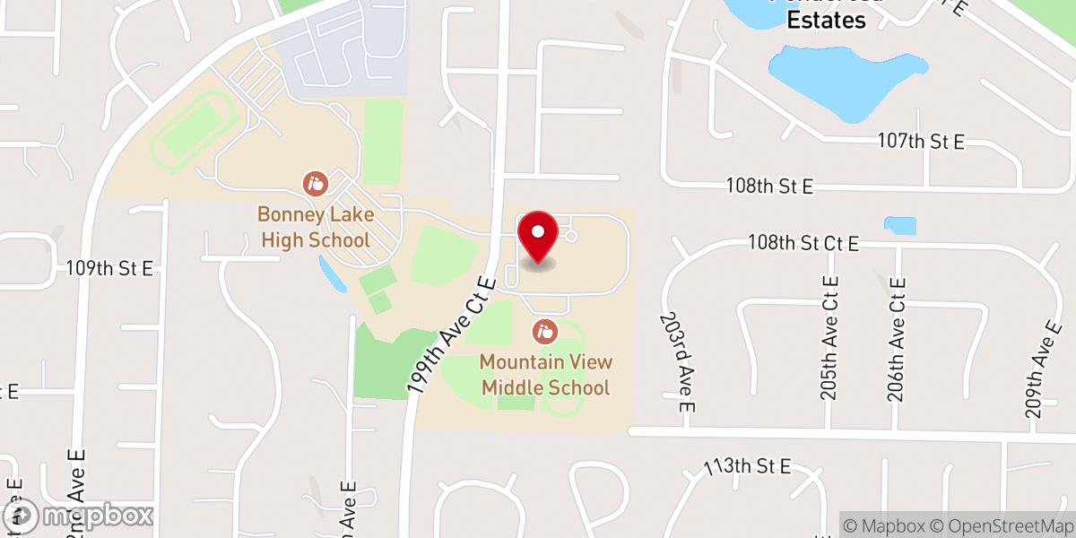 Map showing location of Home Church of Bonney Lake