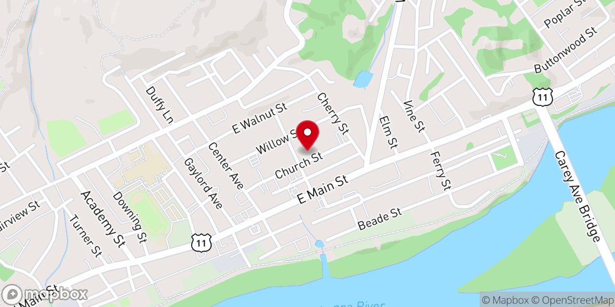 Map showing location of St Vincent De Paul Church