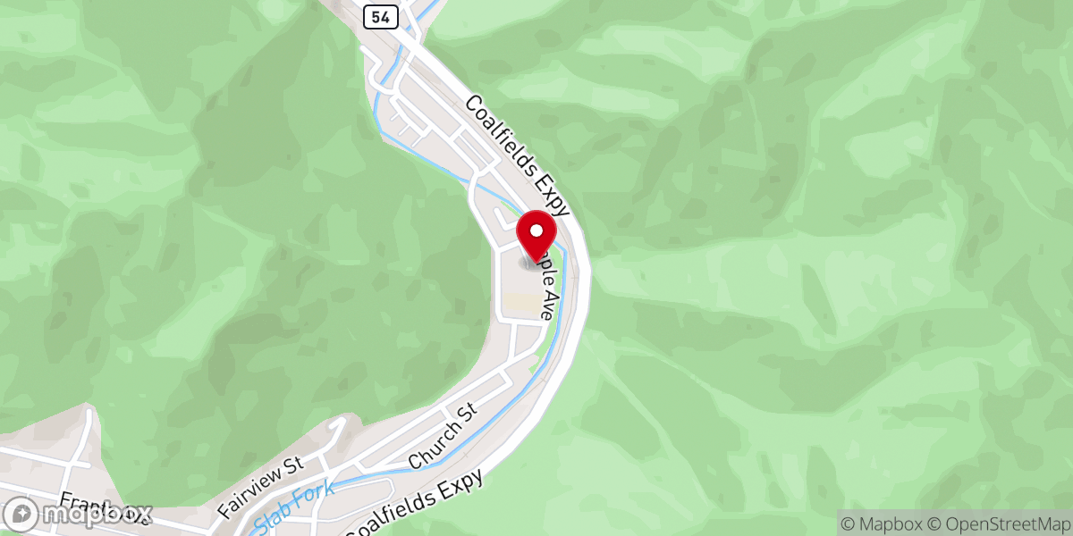 Map showing location of Mullens Family Worship Center