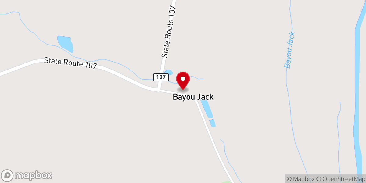 Map showing location of Bayou Jacques Church of Christ
