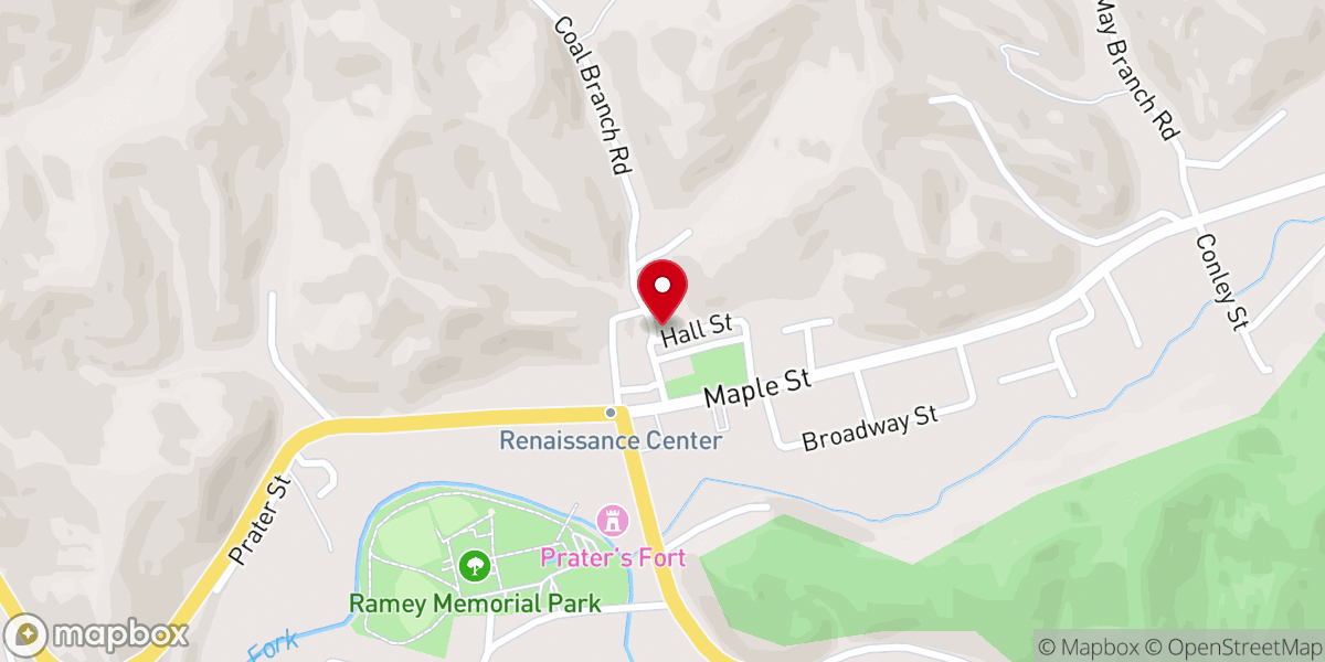 Map showing location of Burning Springs United Baptist Church