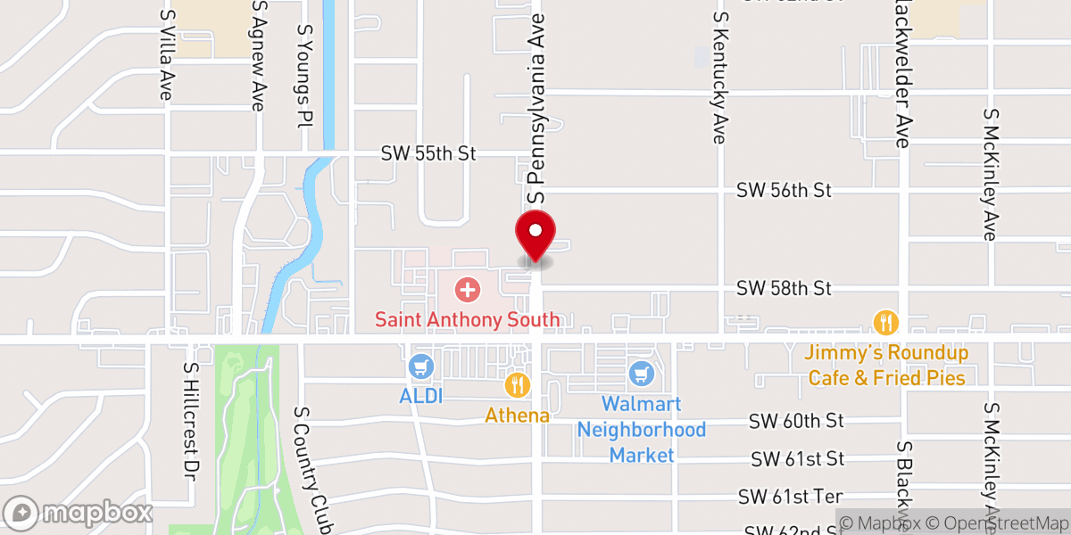Map showing location of Hillcrest United Methodist Church
