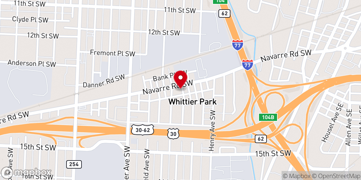 Map showing location of True Vine Revival Center