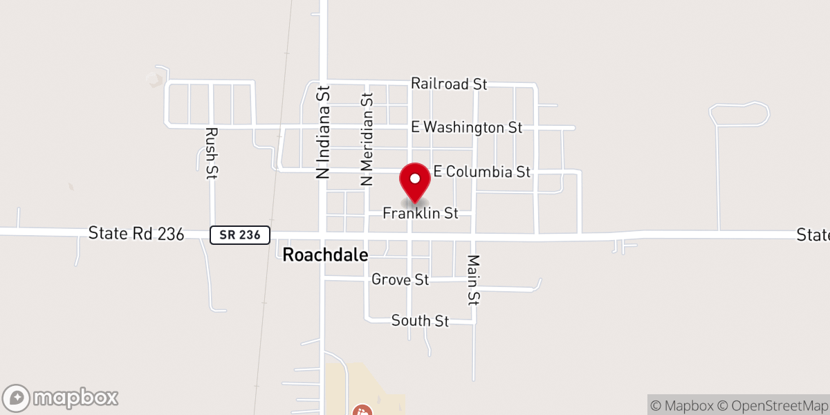 Map showing location of Roachdale Christian Church