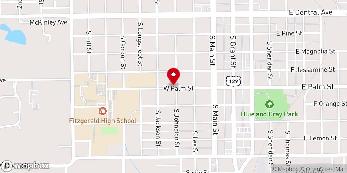 Map showing location of Fitzgerald Primitive Baptist Church