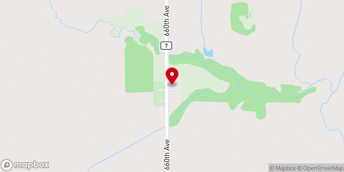Map showing location of Evanger Lutheran Church