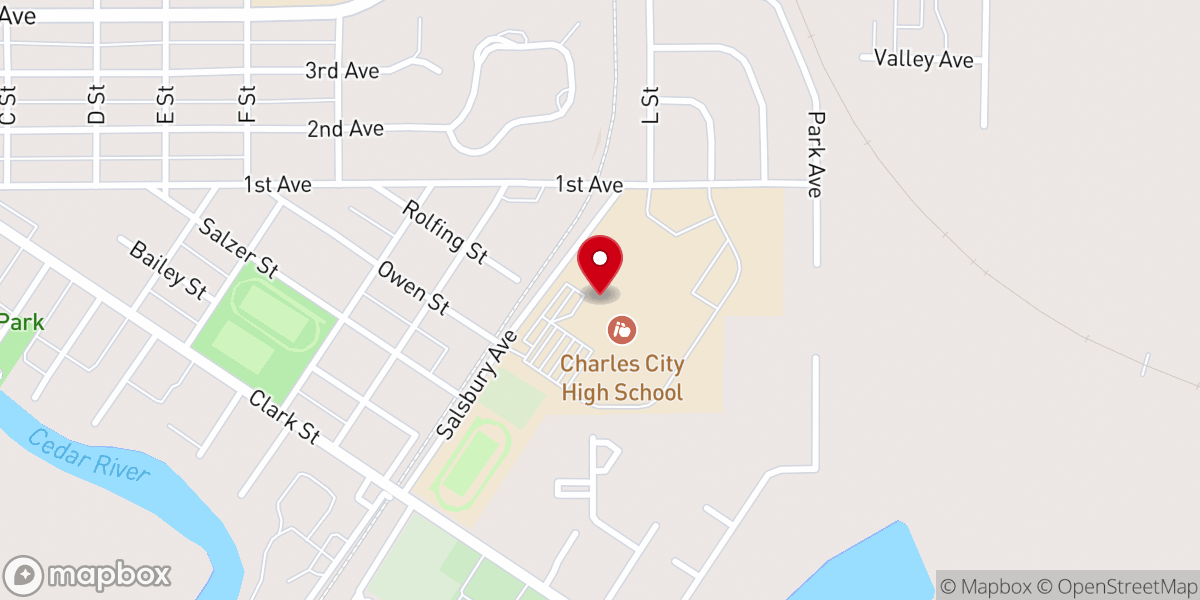Map showing location of Charles City High School