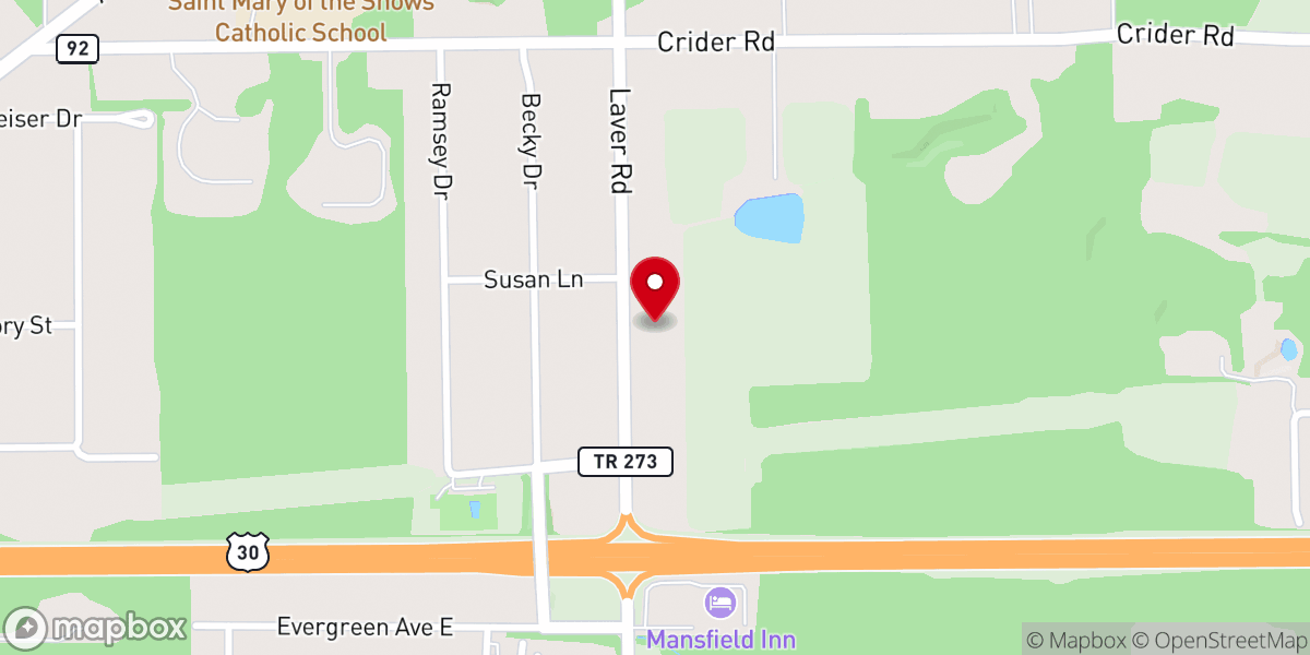 Map showing location of Mansfield Free Will Baptist