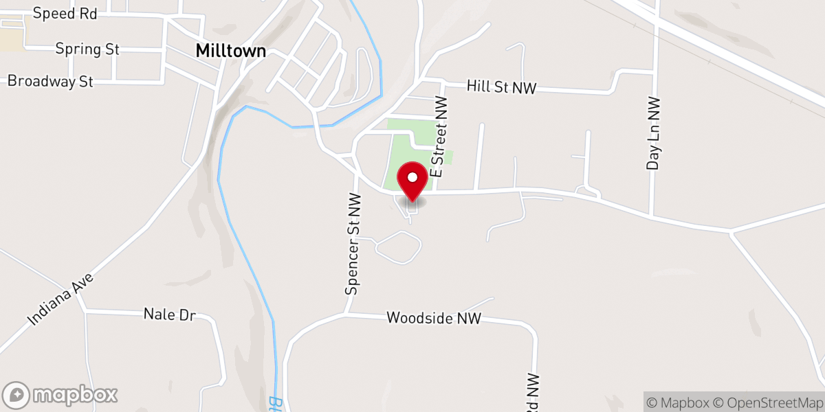 Map showing location of Milltown Christian Church