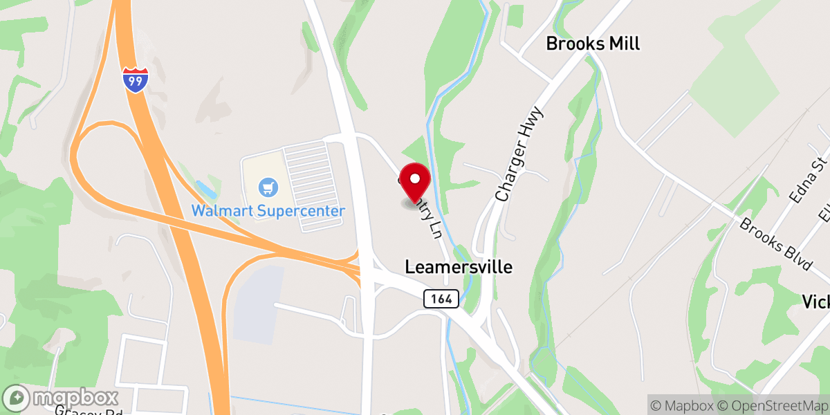 Map showing location of Leamersville Church