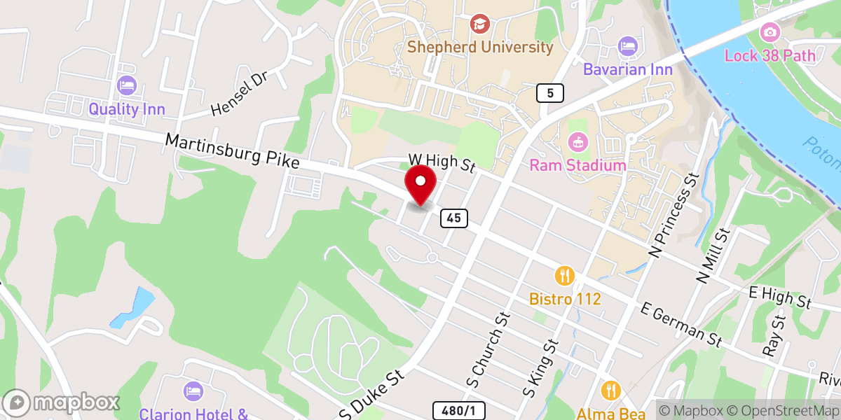 Map showing location of Saint Johns Baptist Church
