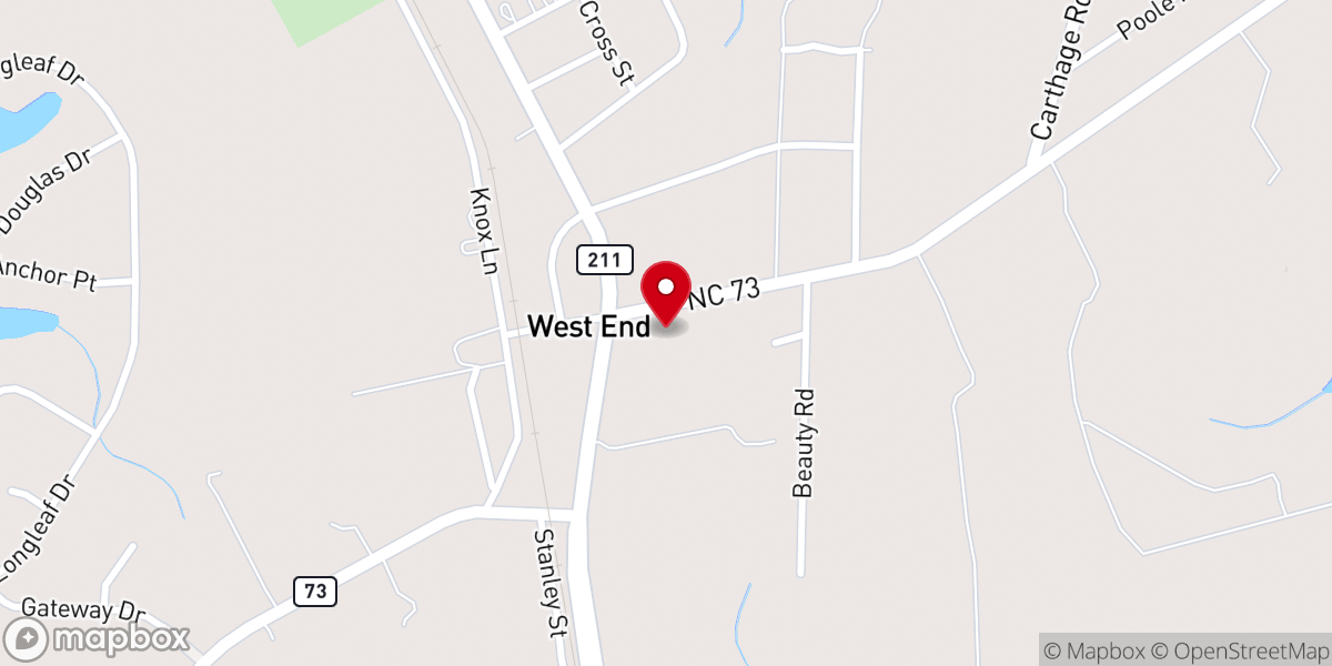 Map showing location of West End United Methodist Church