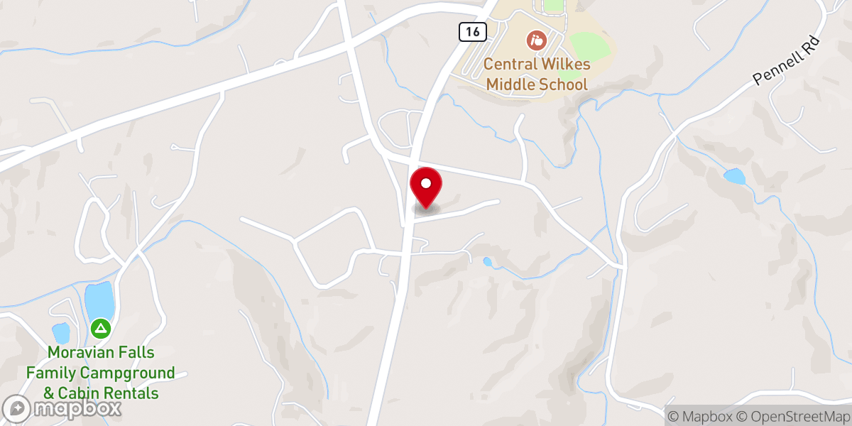Map showing location of Wilkesboro Seventh-Day Adventist Church