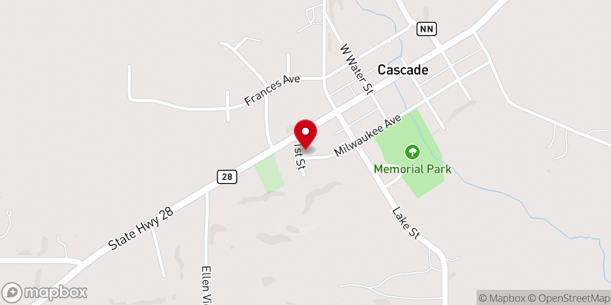 Map showing location of Cascade Village Hall