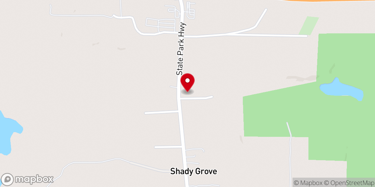 Map showing location of Shady Grove Baptist Church