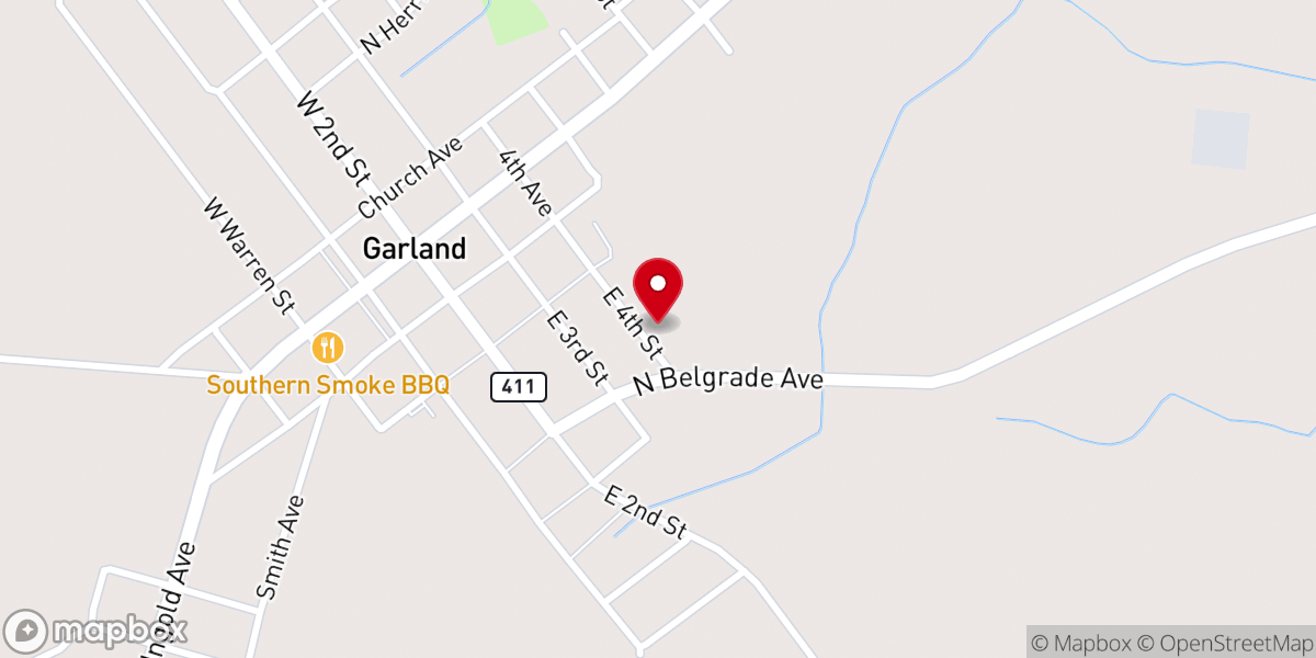 Map showing location of Garland Church